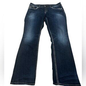 Silver Jeans Co, Western Glove Works‎ distressed denim jeans size 18 /33
